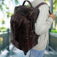 Leather Backpack For men office use with laptop compartment (Brown)