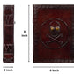 Handmade Leather Diary Embossed with Skull. Antique Lock Closure.