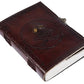 Handmade Leather Diary Embossed with Skull. Antique Lock Closure.