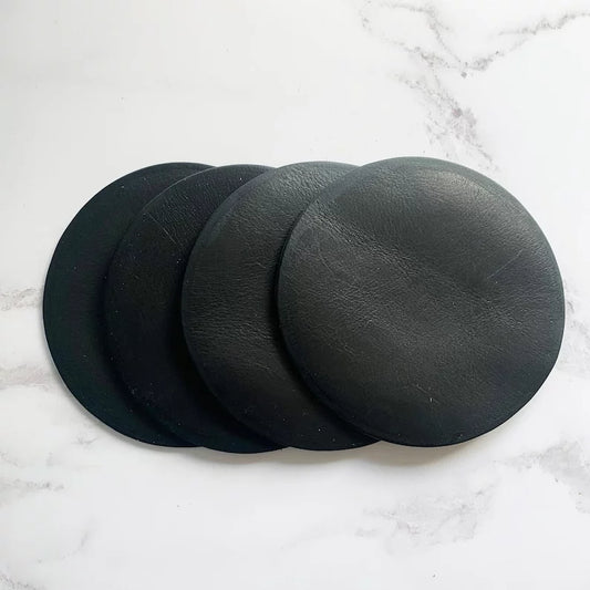 Blank Dark Tan Leather Circle Coasters