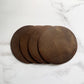 Blank Dark Tan Leather Circle Coasters