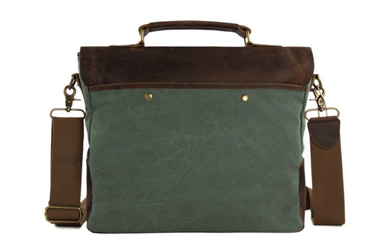 Baggbay 11*15″ Handcrafted Canvas+ Goat Leather Laptop Bag | 100% Genuine Leather