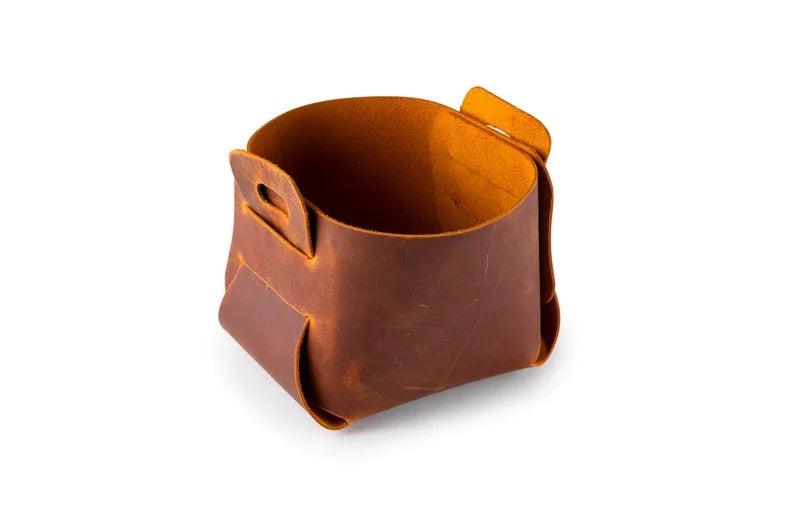 Distressed Leather Mini Storage Basket