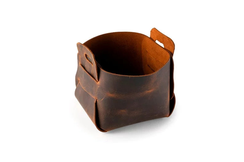 Distressed Leather Mini Storage Basket