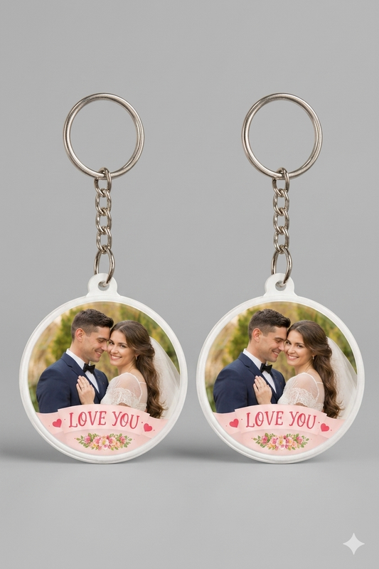 Personalized couple keychains with love design - Baggbay custom photo keychain