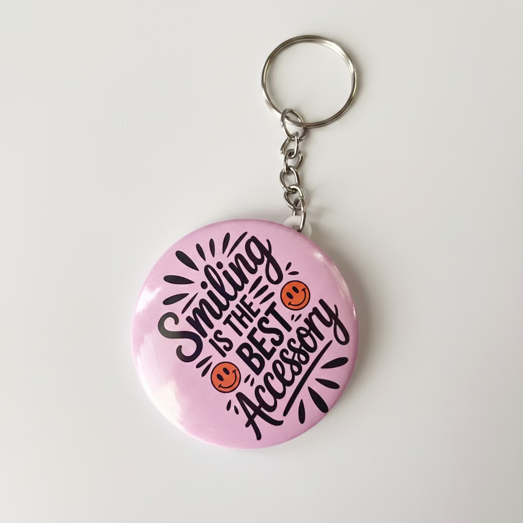 💖 "Smiling is the Best Accessory" Personalized 58mm Keychain