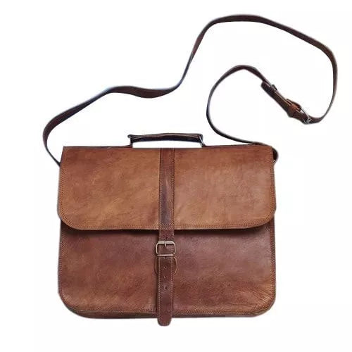 Baggbay– 10*13″ Expandable Handcrafted Vintage Goat Leather Bag | 100% Genuine Leather