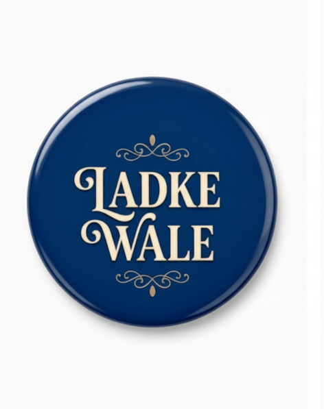 Ladki Wale & Ladke Wale Wedding Badges 44mm | Team Bride & Team Groom Round Pins | Haldi, Mehndi & Wedding Function Accessories ( Set of 2 Badges )