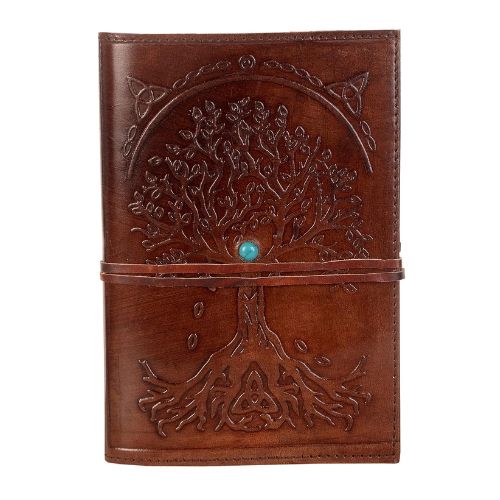 CraftShades – Refillable Leather Diary – Feather with Birds, Leaf of Tree Embossed