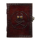 Handmade Leather Diary Embossed with Skull. Antique Lock Closure.