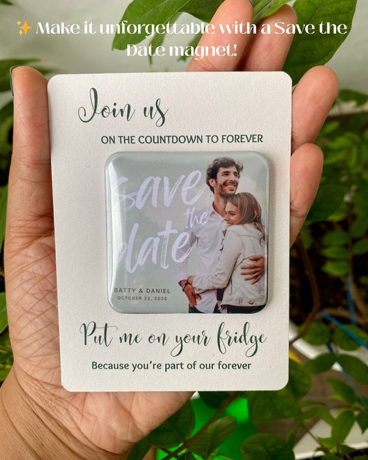 Custom Save The Date Fridge Magnets | 2x2 Square Photo Magnets