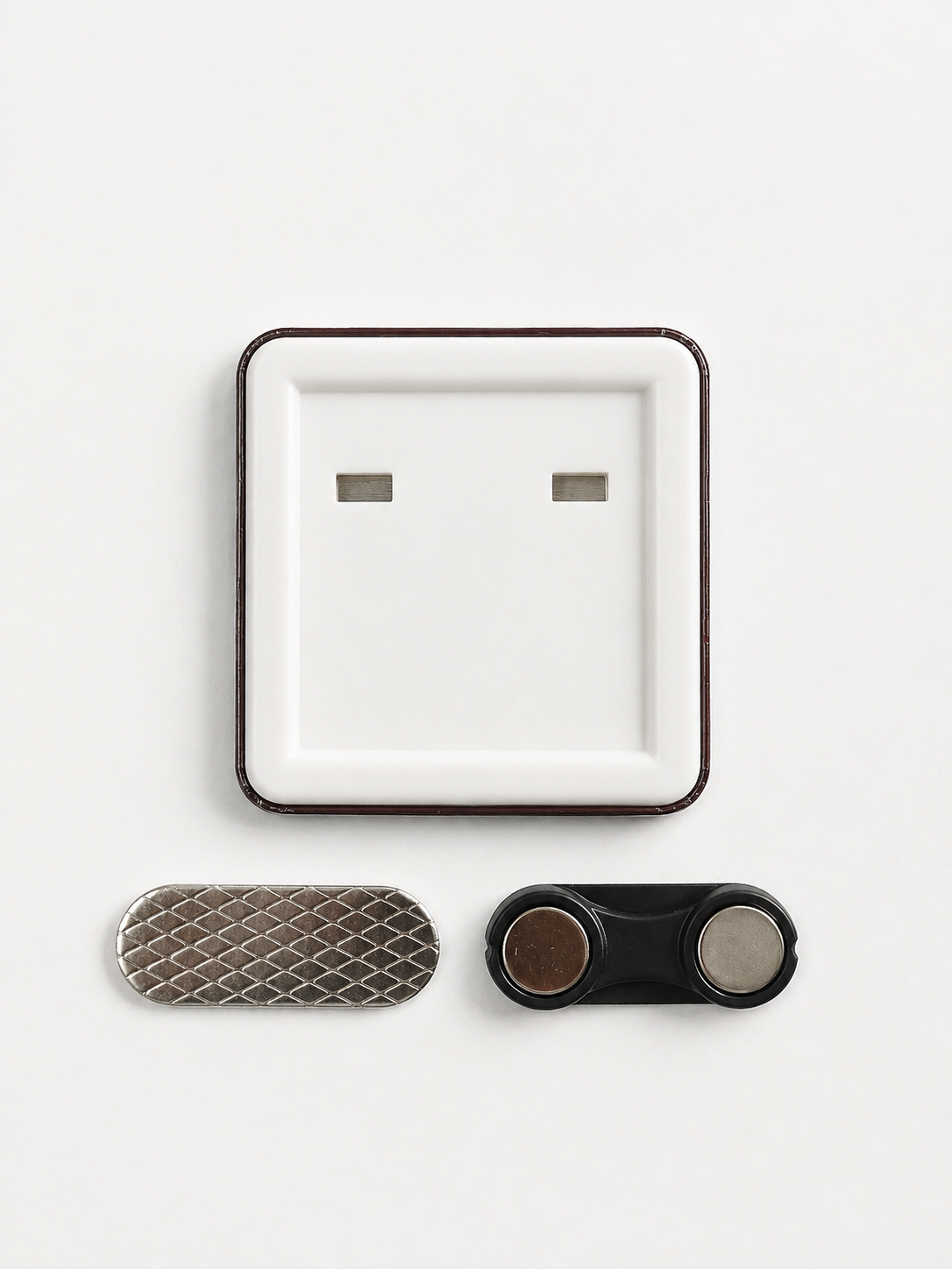 Magnet Badge Square  50 mm White Double Magnet
