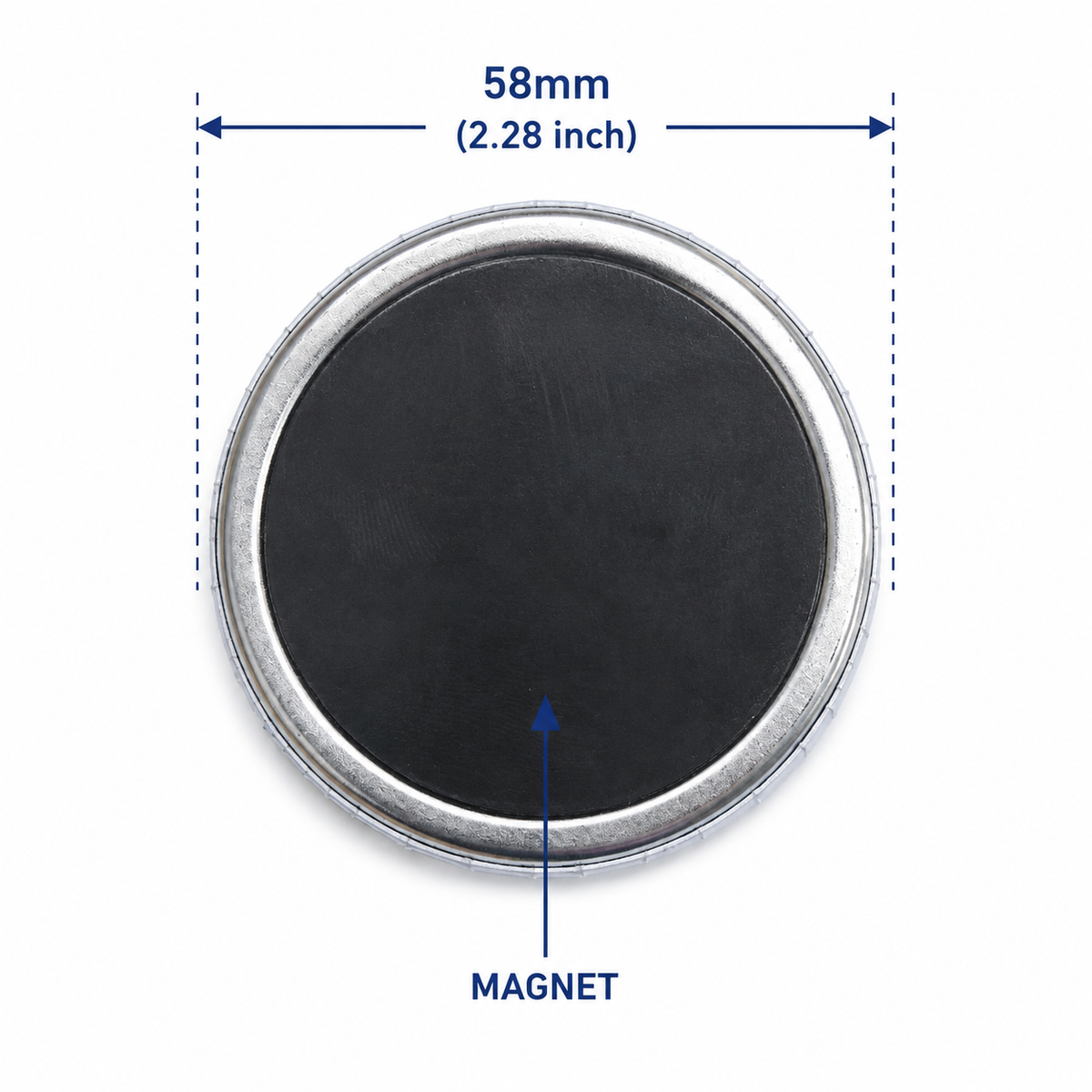 Fridge Magnet Round 58 mm Black Round Magnet Full Base