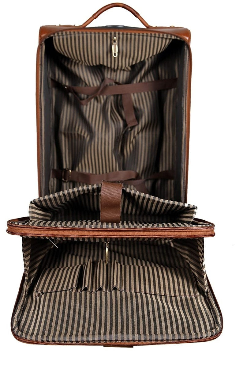 Leather Trolley Travel Bag Weekender Overnight Light Brown Leather Bag