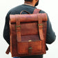 Baggbay 14*24 Inch 100% Genuine Roll Leather Shoulder Backpack | Unisex