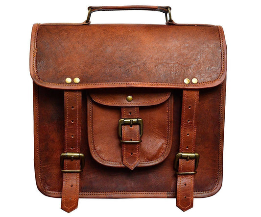 Baggbay – 13 Inch Single Pocket Double Strip Handcrafted Satchel Goat Leather Bag